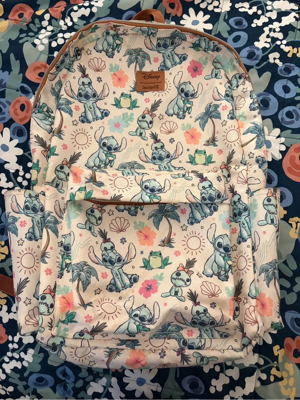 Loungefly Cream & Teal Stitch Pattern Backpack